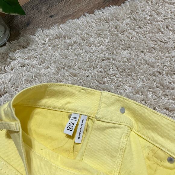 LOFT Size 00 Pastel Yellow Raw Frayed Hem High-Rise The Cut Off Shorts NWOT - Picture 4 of 5
